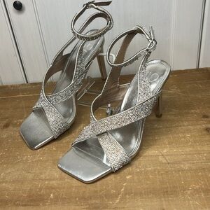 Elegant Silver Strappy Heels